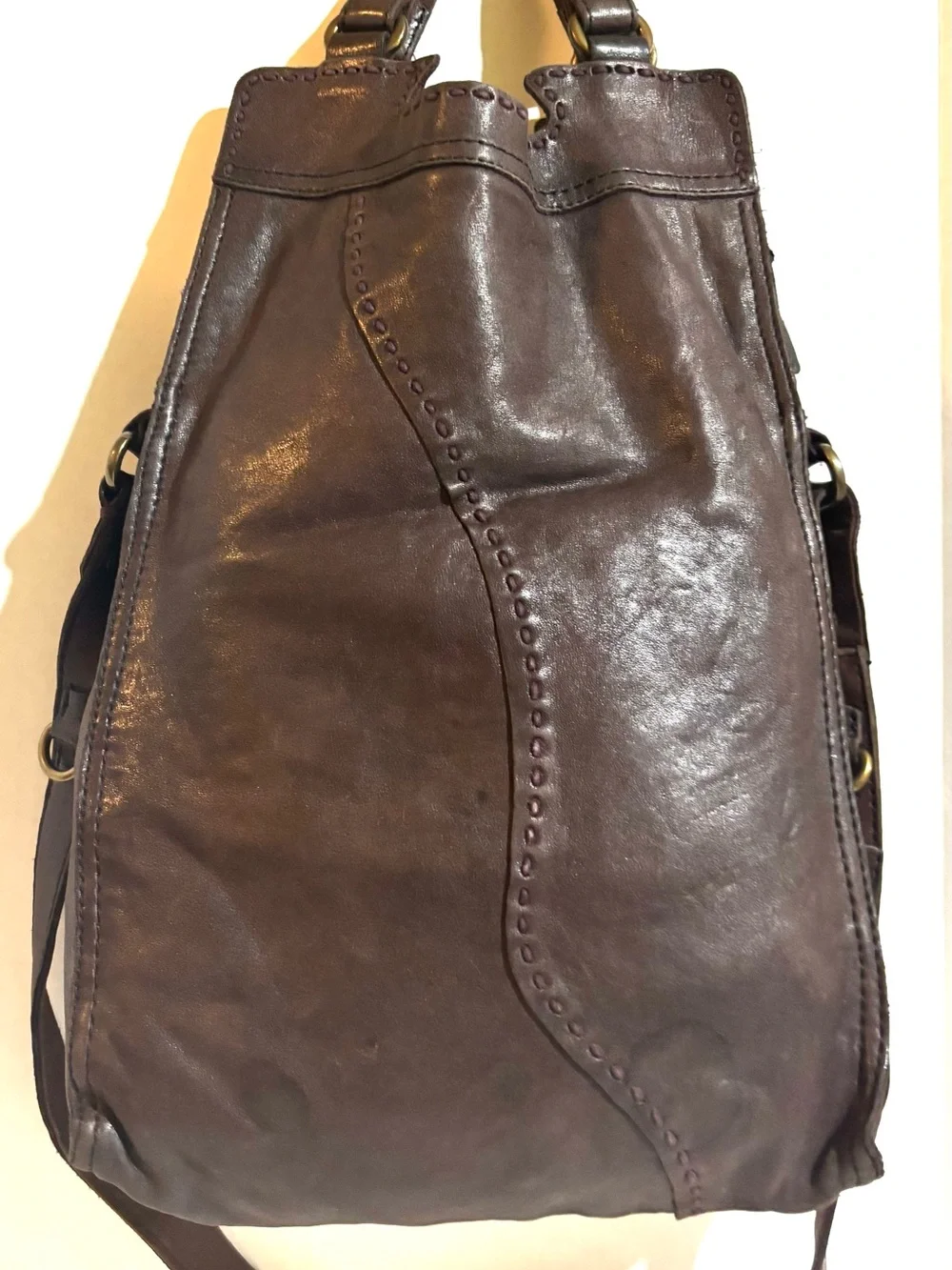 Lucky Brand Dark Brown distressed Leather crossbody Bag